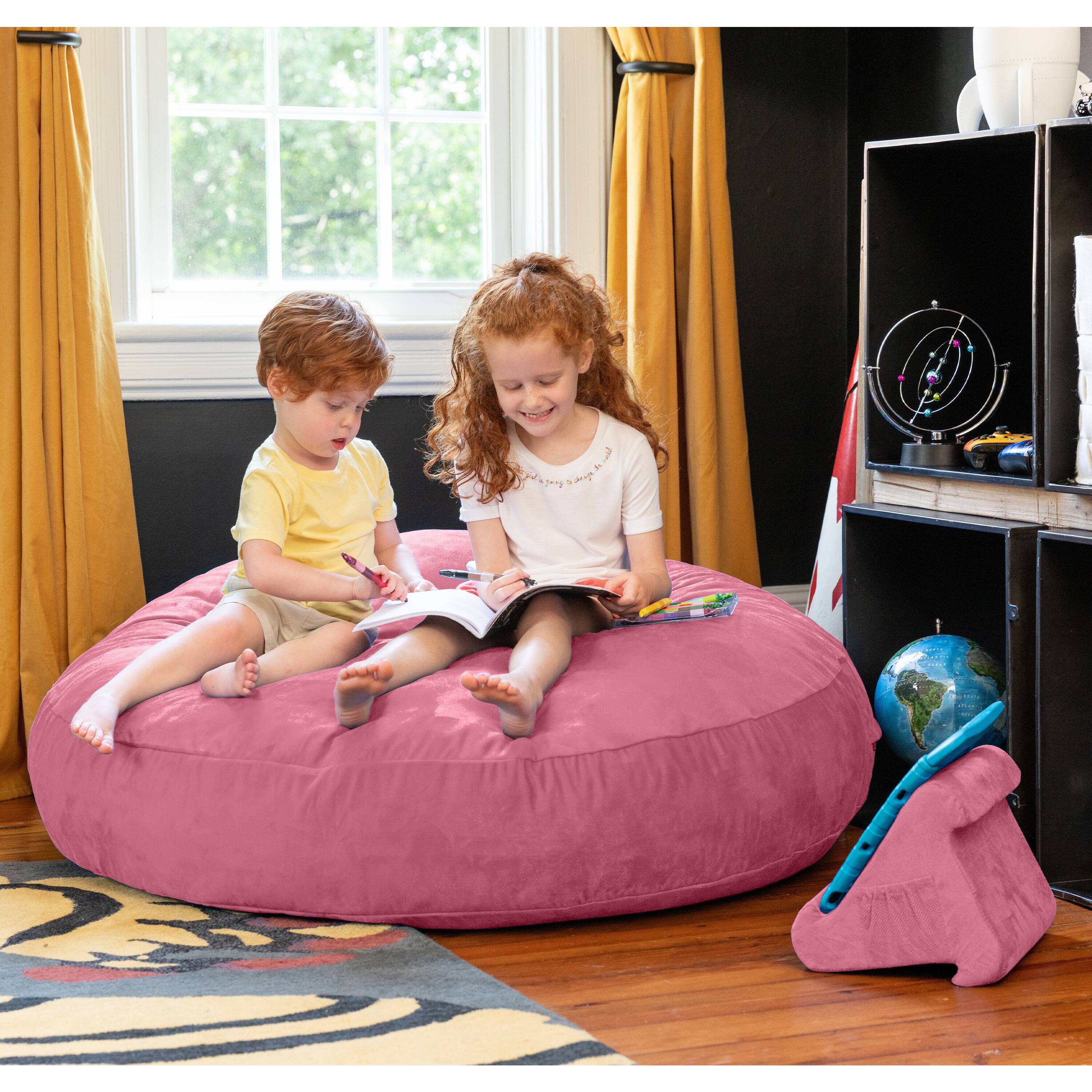 Left. Jaxx - Jaxx Cocoon 4 Foot Bean Bag Chair and Crash Pad, Pink - Pink.