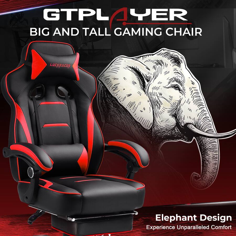 GTPlayer Gaming Chair with Footrest Big and Tall Racing Style Computer ...