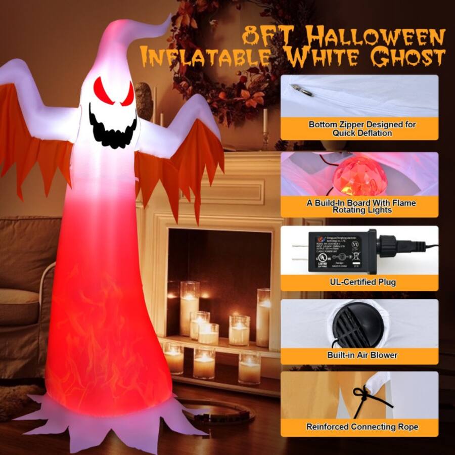 Dynamic Rope Hanger Boyel Living 8FT Spinning LED Ghost Halloween Inflatable Scary Yard ...