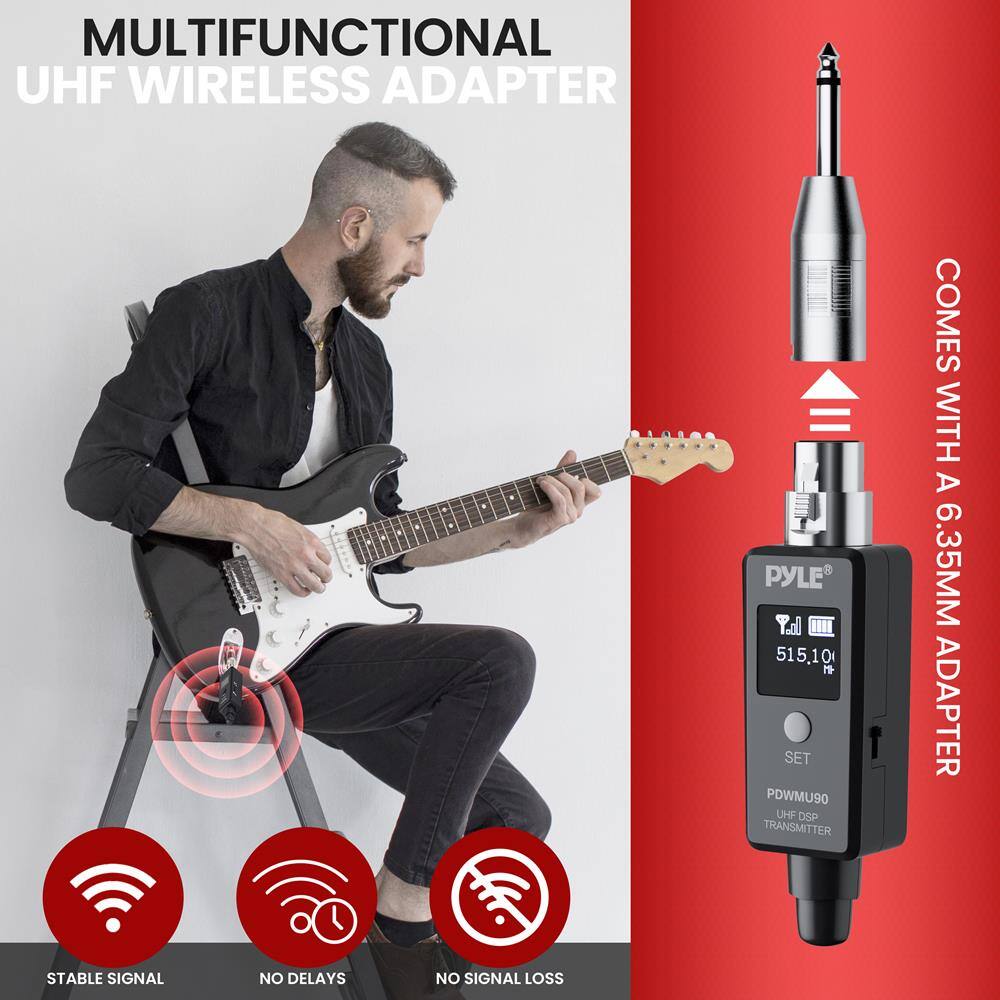 MULTIFUNCTIONAL UHF WIRELESS ADAPTER

PYLE Pal 515.10

5.1 O 1 SET PDWMU90 UHF DSP TRANSMITTER

COMES WITH A 6.35MM ADAPTER

STABLE SIGNAL
NO DELAYS
NO SIGNAL LOSS