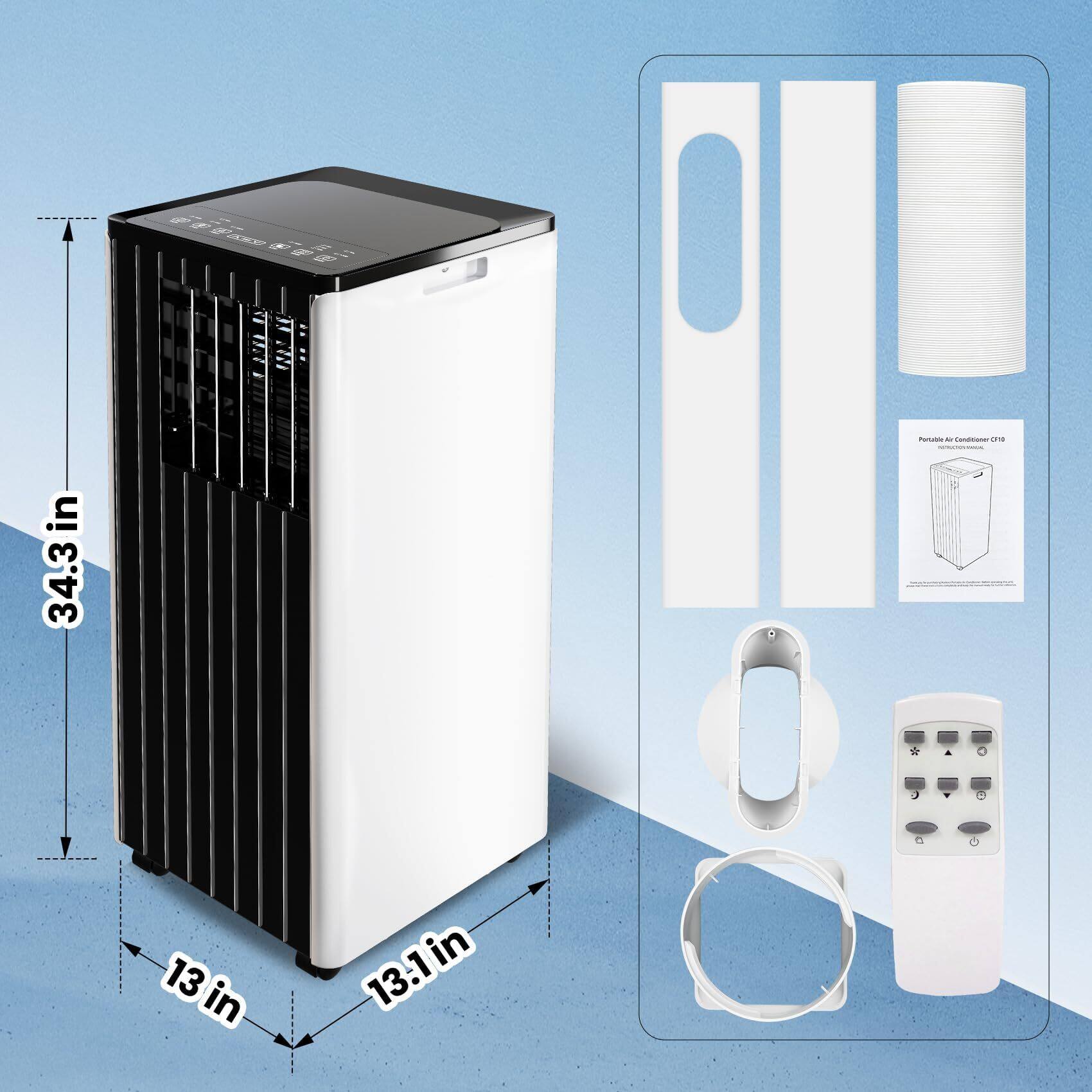 - Height: 34.3 in
- Width: 13 in
- Depth: 13.1 in