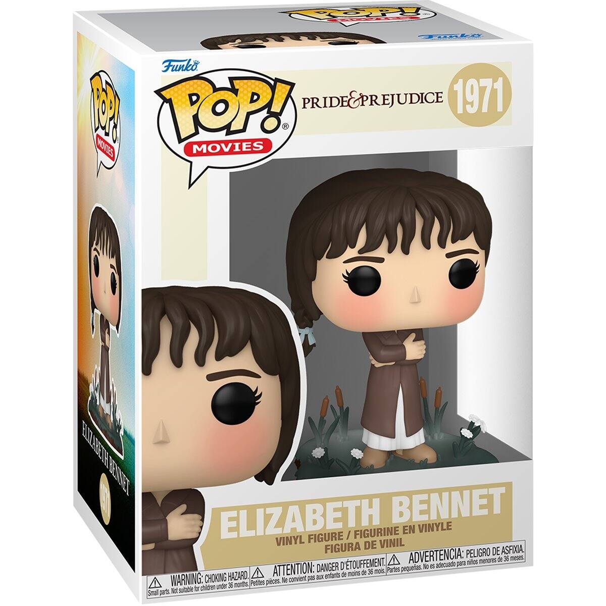 Funko POP! MOVIES  
PRIDE & PREJUDICE 1971  
ELIZABETH BENNET  
VINYL FIGURE / FIGURINE EN VINYLE / FIGURA DE VINIL  

WARNING: CHOKING HAZARD - ATTENTION: PELIGRO DE ASFIXIA - ADVERTENCIA: DANGER D'ÉTOUFFEMENT!  
Small parts. Not suitable for children under 36 months.  
Pequeñas piezas, no conviene para niños menores de 36 meses.  
Peut être dangereux pour les enfants de moins de 36 mois.