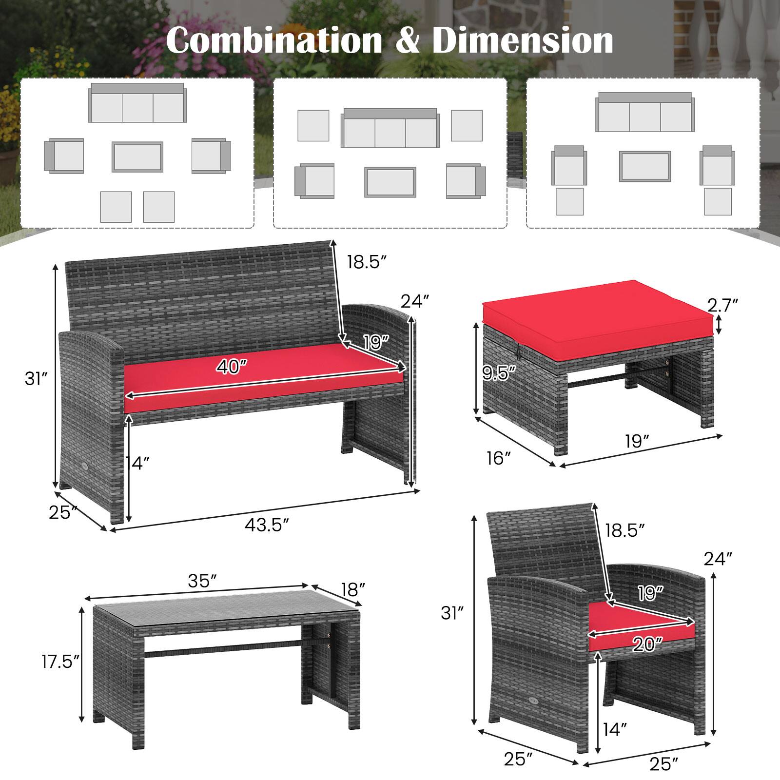 Combination & Dimension

18.5" 31" 40" 24" 19" 9.5" 2.7" 4" 16" 17.5" 35" 43.5" 18" 20" 24" 14" 25" 25"