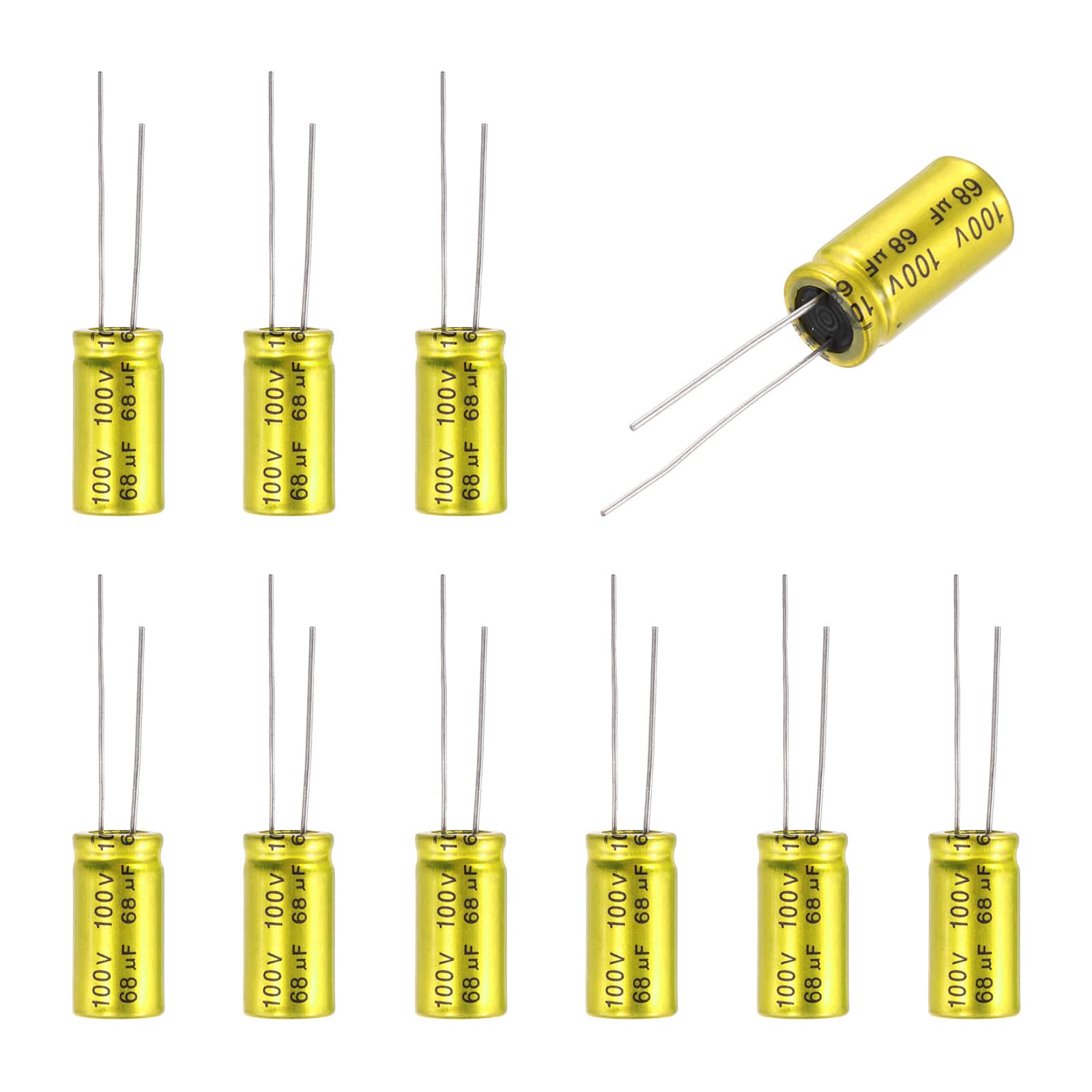 Unique Bargains - 68uF 100V Non-Polarized Electrolytic Capacitor, 10x20mm Aluminum Audio Cap, for DIY Tweeter, 10pcs - Gold price history on PriceWatchPro