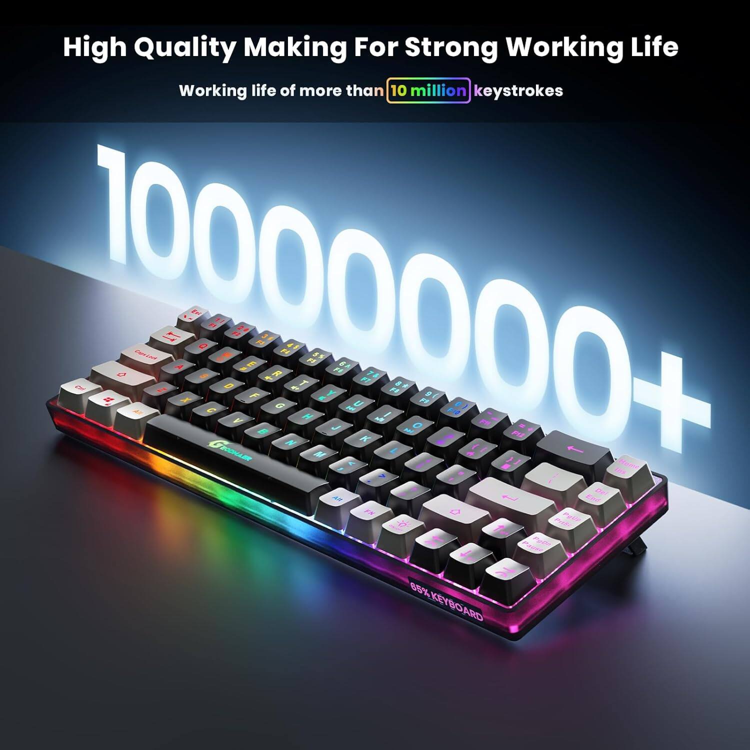 High Quality Making For Strong Working Life  
Working life of more than 10 million keystrokes  

10000000+  

85% KEYBOARD