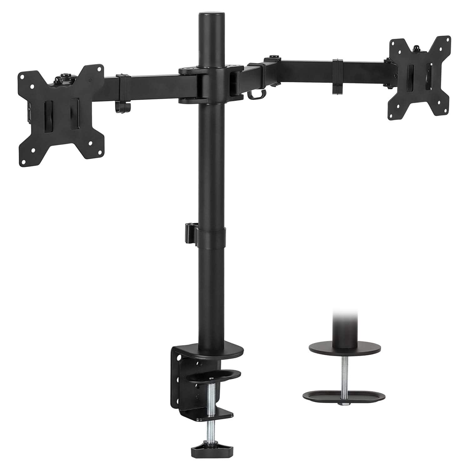 Alt View 5. Mount-It! - Full Motion Dual Monitor Desk Mount — Height Adjustable Arms, Fits Two 17"–32" Screens - Black.