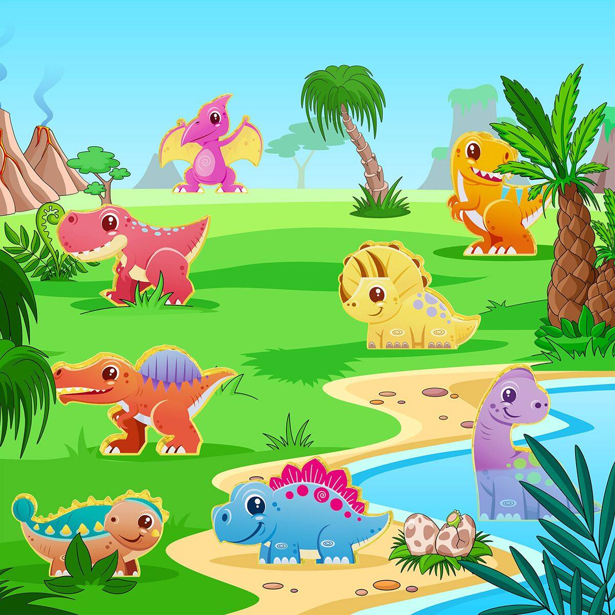 Alt View 3. PicassoTiles - PICASSO-TILES Magnetic Tiles for Kids, Dinosaur Animal Theme STEM Building Blocks Educational Toy, 8PCS - Multicolor.