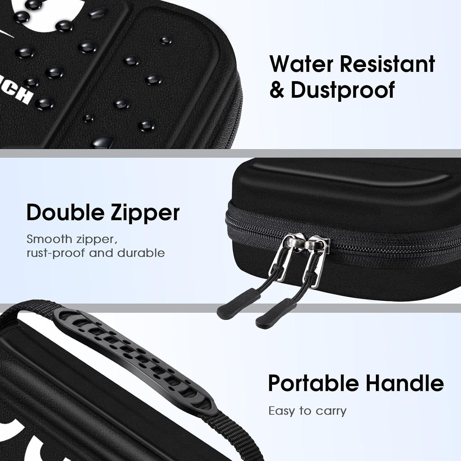 - Water Resistant & Dustproof
- Double Zipper: Smooth zipper, rust-proof and durable
- Portable Handle: Easy to carry