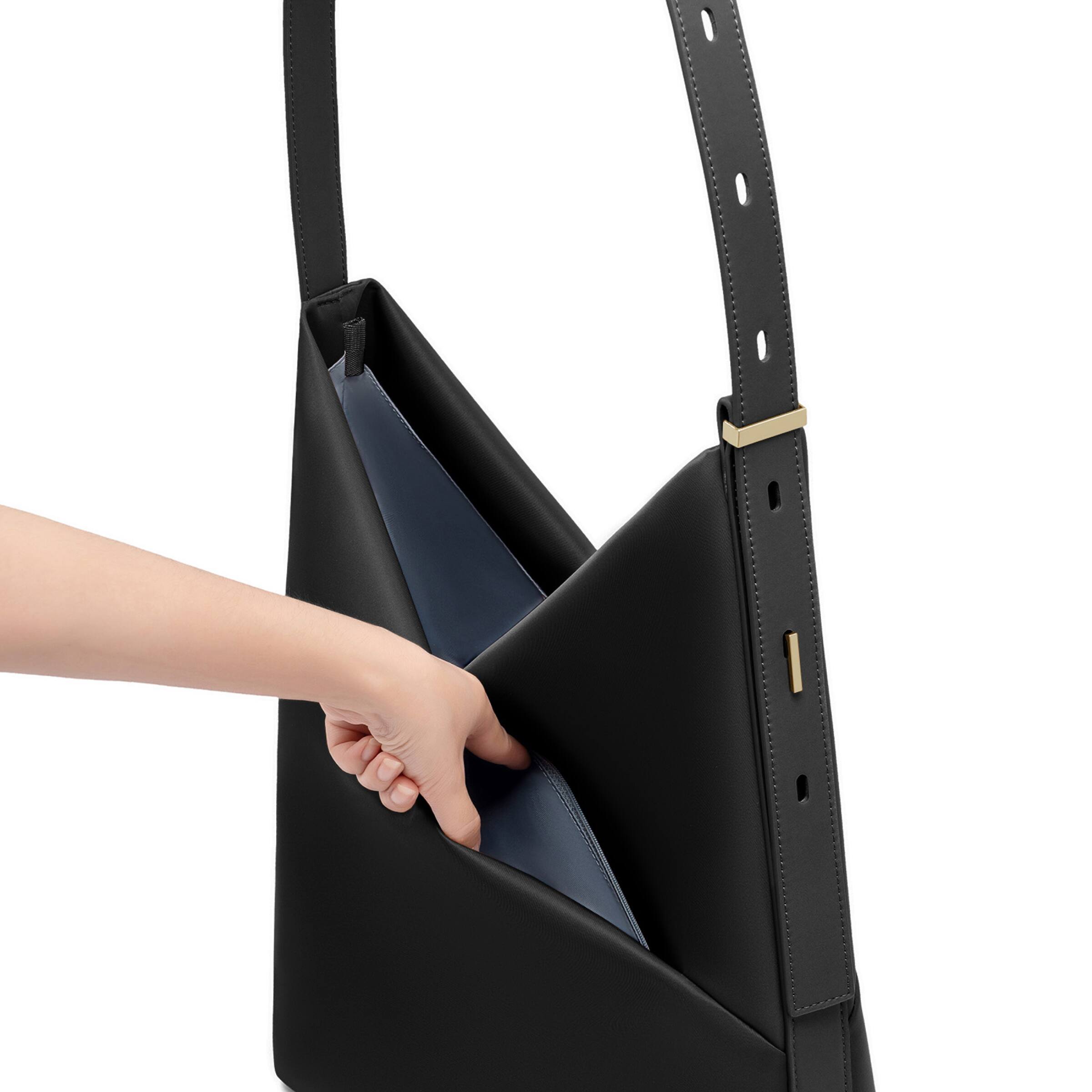 Back. Lux & Nyx - Lux & Nyx - Origami 15" Laptop Hobo Bag - Convertible Shoulder Bag - Black.