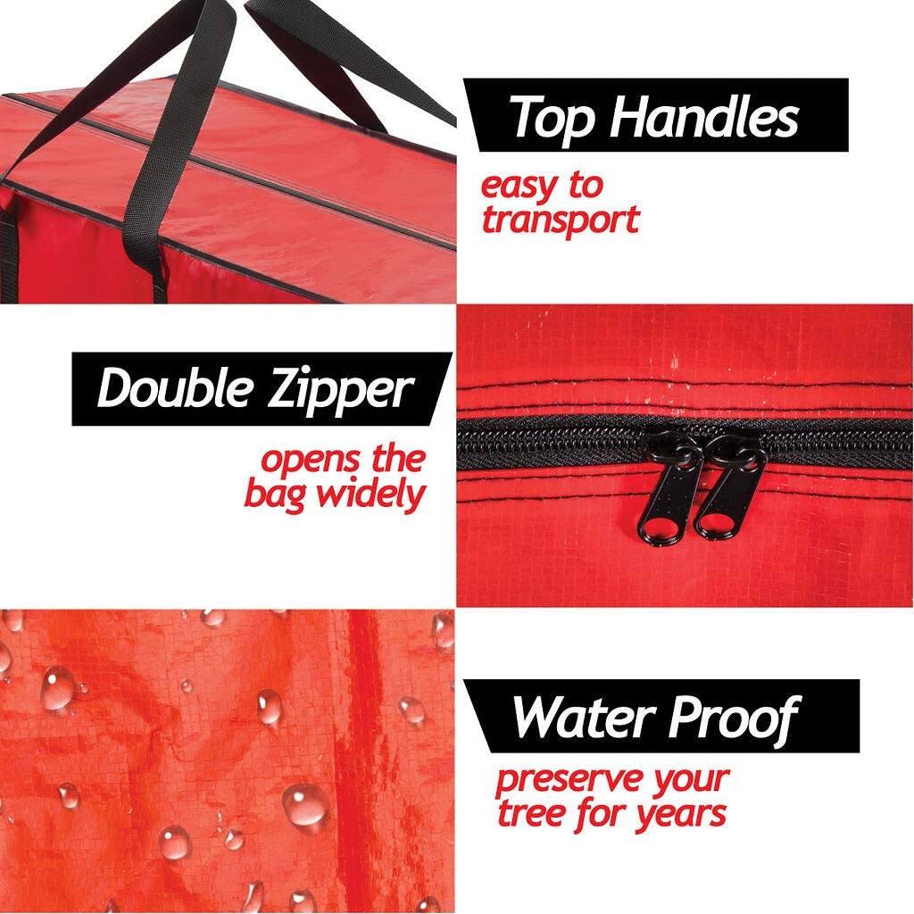 - Top Handles
  - easy to transport

- Double Zipper
  - opens the bag widely

- Water Proof
  - preserve your tree for years