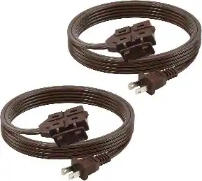 Front. BN-LINK - BN-LINK 6 ft Indoor Extension Cord, 2-Pack, 3-Outlet Polarized Flat Cable, Power Cord for Home, Office & Holiday, Brown - Brown.