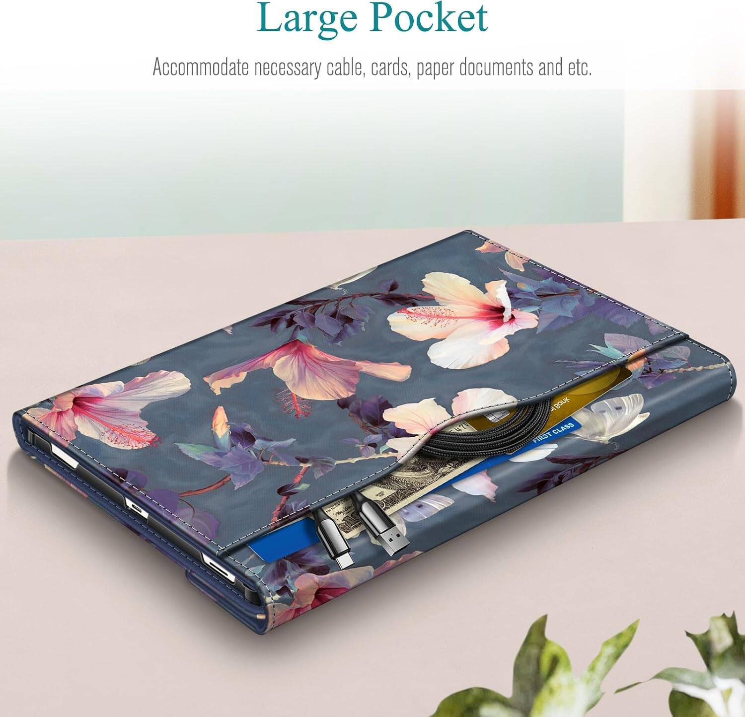 Large Pocket  
Accommodate necessary cable, cards, paper documents and etc.