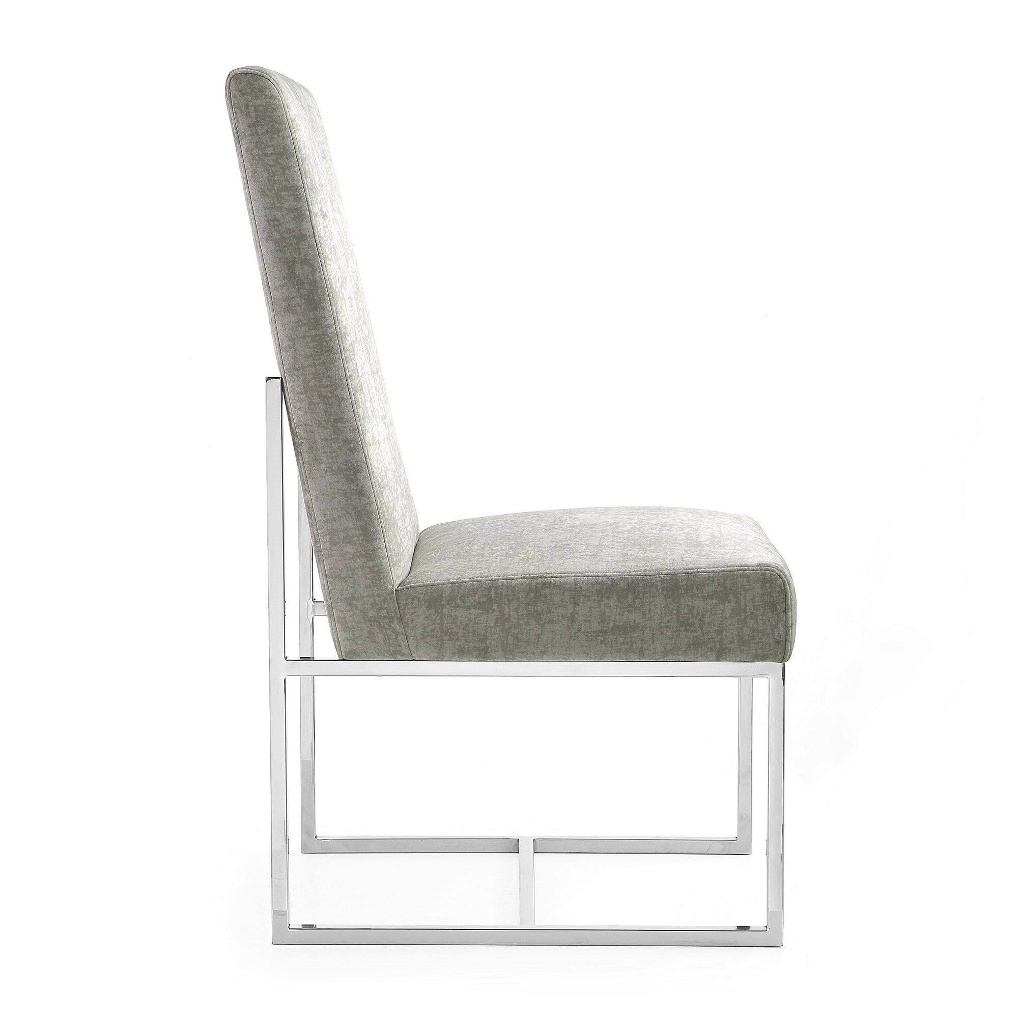 Alt View 1. Manhattan Comfort - Element Modern Metal Velvet Dining Chair - Steel.