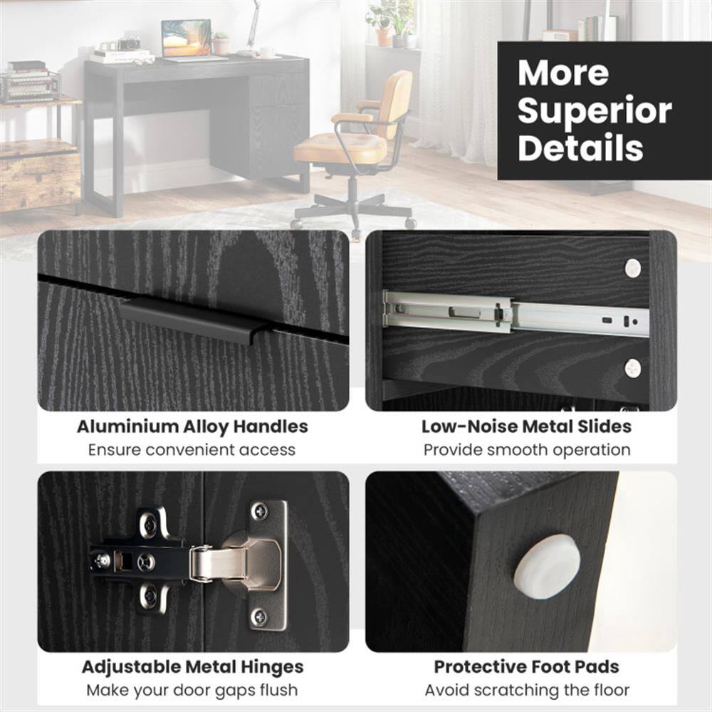 More Superior Details

- Aluminium Alloy Handles
  Ensure convenient access

- Low-Noise Metal Slides
  Provide smooth operation

- Adjustable Metal Hinges
  Make your door gaps flush

- Protective Foot Pads
  Avoid scratching the floor