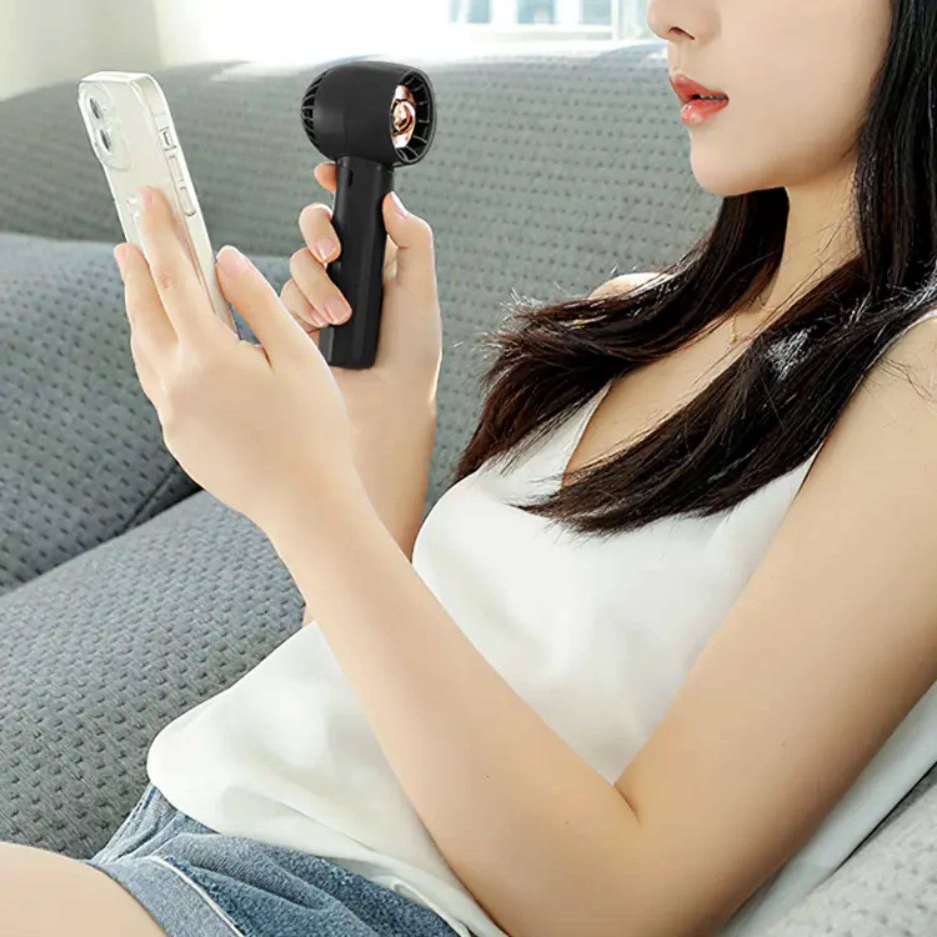 Back. Kitcheniva - Handheld Mini Fan Portable USB Rechargeable Cooling Fan Black - Black.