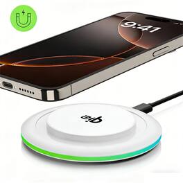 RISOKEYS - QI 2.2 Ultra-Slim Round Wireless Charger - Charging Station Compatible with Apple, 25W Desktop Charger for Mobile Phones - White