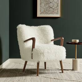 Zerra Faux Shearling Accent Armchair by Modway - White