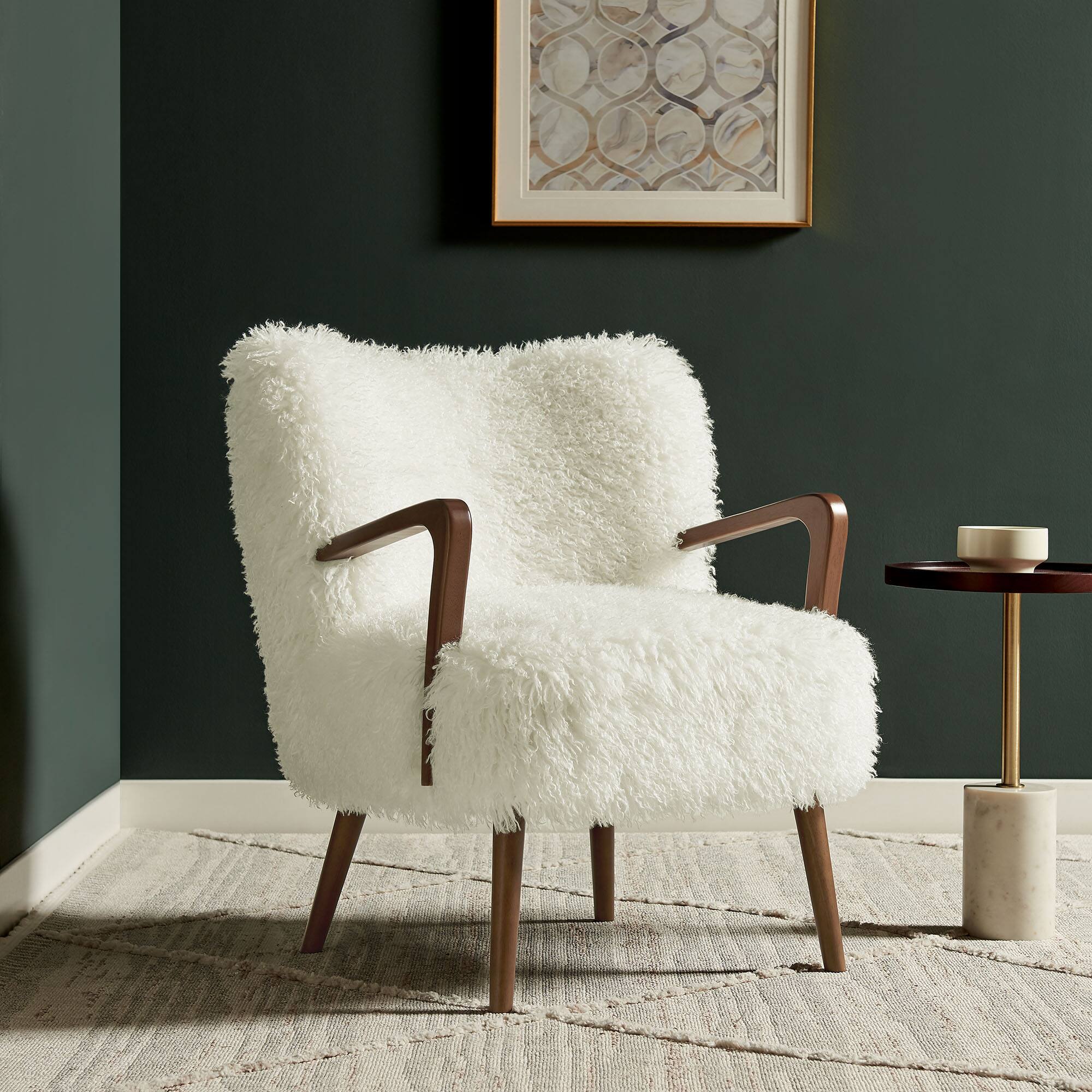 Front. Modway - Zerra Faux Shearling Accent Armchair by Modway - White.