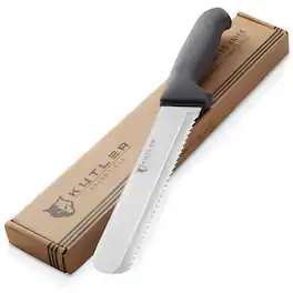 KUTLER - Stainless Steel Bread Knife and Cake Slicer with Serrated Edge - Black