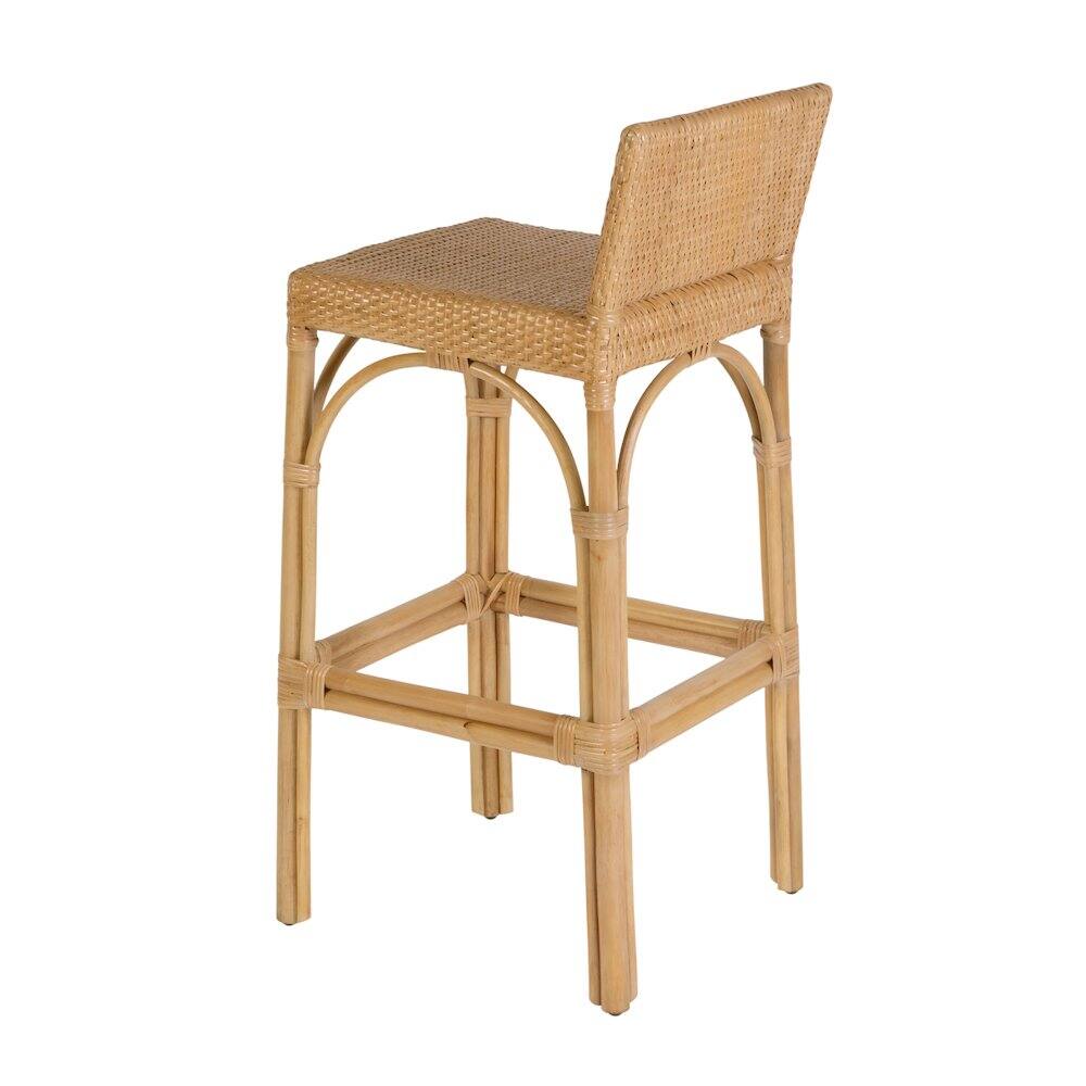 Left. Butler Specialty - Serienna 30 in. Seat Height Rectangular Rattan Low Back Bar Stool - Natural.