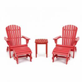 Jiallo - Grand Collection Folding Large Size Adirondack Chair Pine Wood - Red
