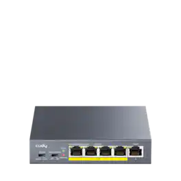 Cudy - 5 Port Gigabit PoE Switch, 4 PoE+ @60W, Desktop/Wall, Plug and Play, Sturdy Metal w/ Shielded Ports, Fanless, Traffic Op - Black