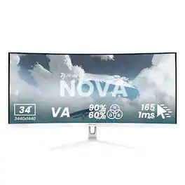 Arozzi - – Nova 34" Curved VA UWQHD 165Hz Gaming Monitor – - White