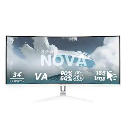 Arozzi NOVA 34" 90% sRGB, 60% DCI-P3, 165Hz, 1ms, VA, 3440x1440, MPRT