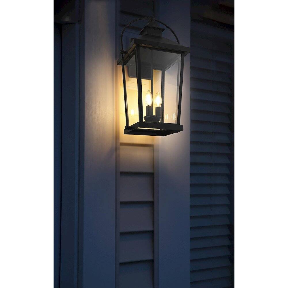 Alt View 4. Elegant Lighting - Luz 24 inch Outdoor Wall sconce in Black - Black And Clear.