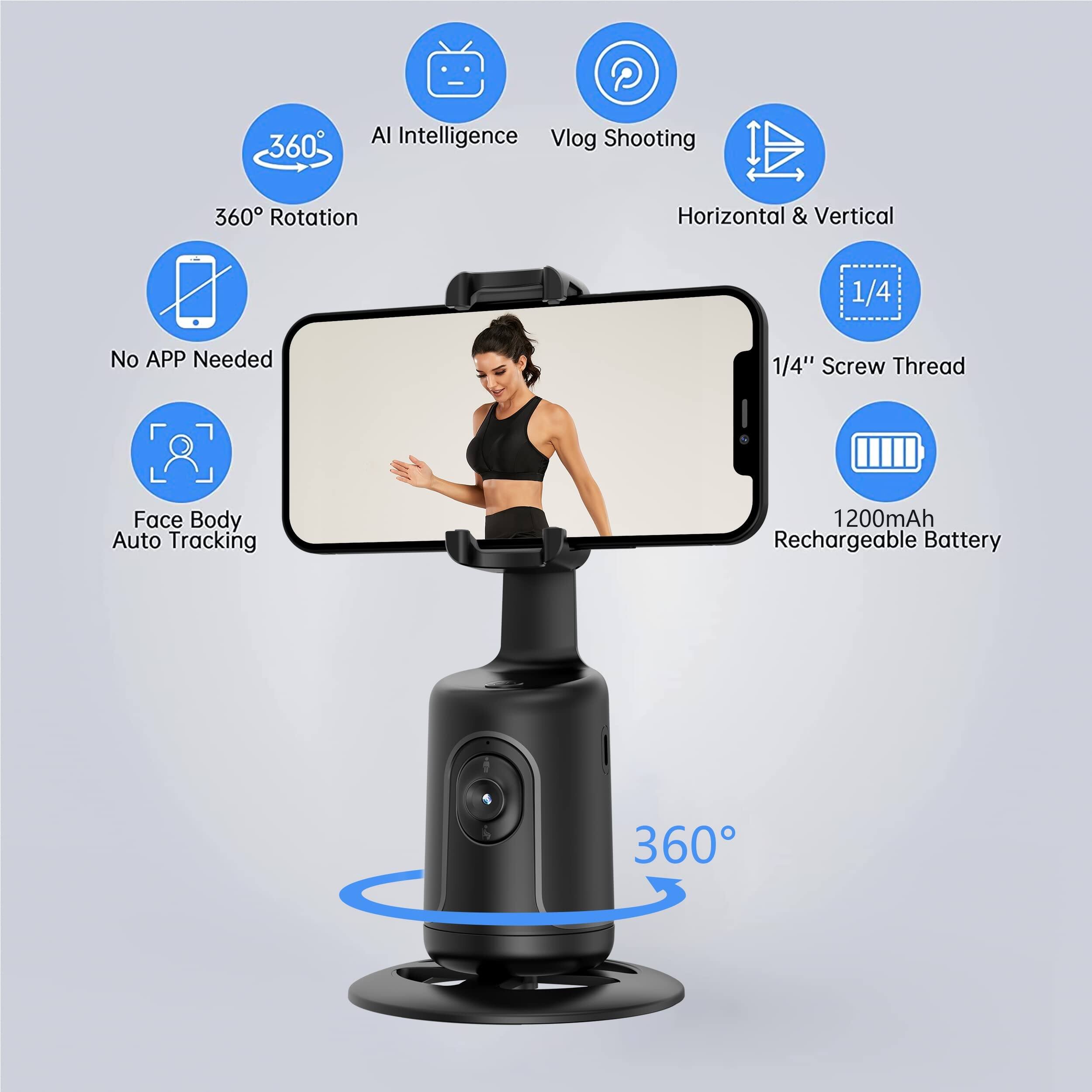 C 360 AI Intelligence Vlog Shooting 360° Rotation Horizontal & Vertical 1/4" Screw Thread Face Body Auto Tracking 1200mAh Rechargeable Battery