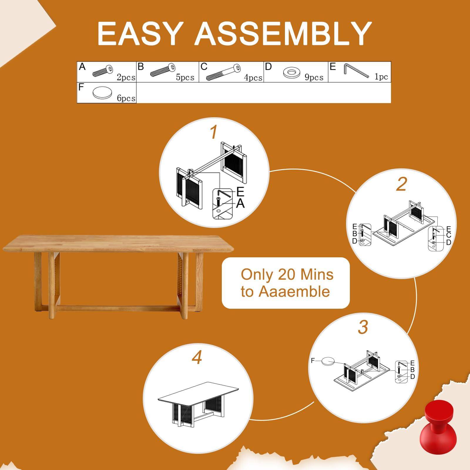 EASY ASSEMBLY

A 2pcs  
B 5pcs  
C 4pcs  
D 9pcs  
E 1pc  
F 6pcs  

1  
2  
3  
4  

Only 20 Mins to Aaemble