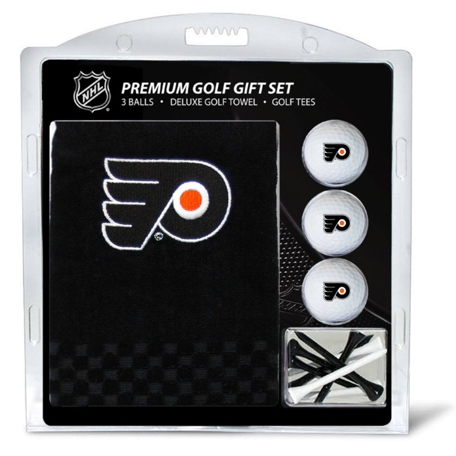 NHL PREMIUM GOLF GIFT SET  
3 BALLS • DELUXE GOLF TOWEL • GOLF TEES