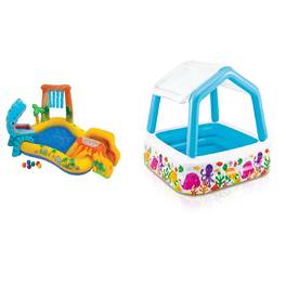 Intex - 8' x 6.25' x 43" Dinosaur Play Center w/ 5' x 48" Kids Swimming Pool