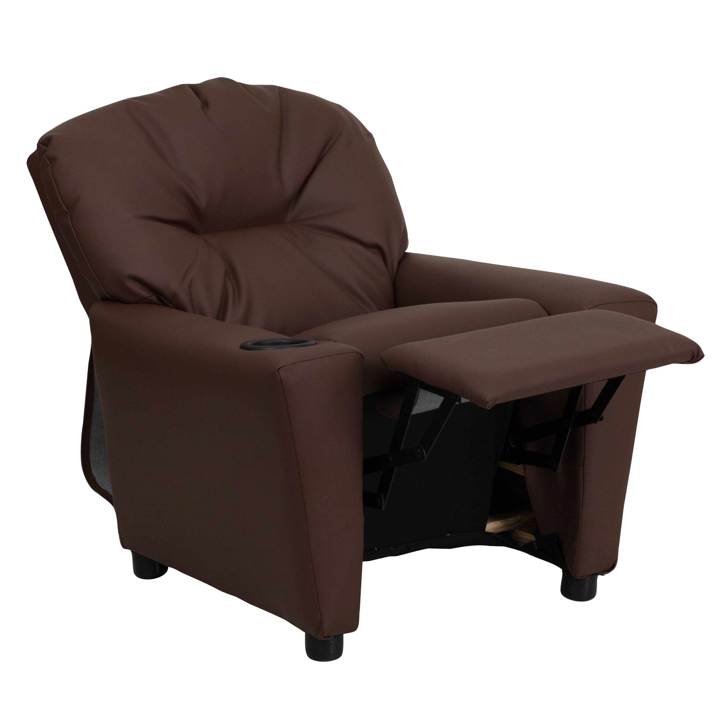 Alt View 10. Emma + Oliver - Contemporary Kids Recliner with Cup Holder - Brown LeatherSoft.