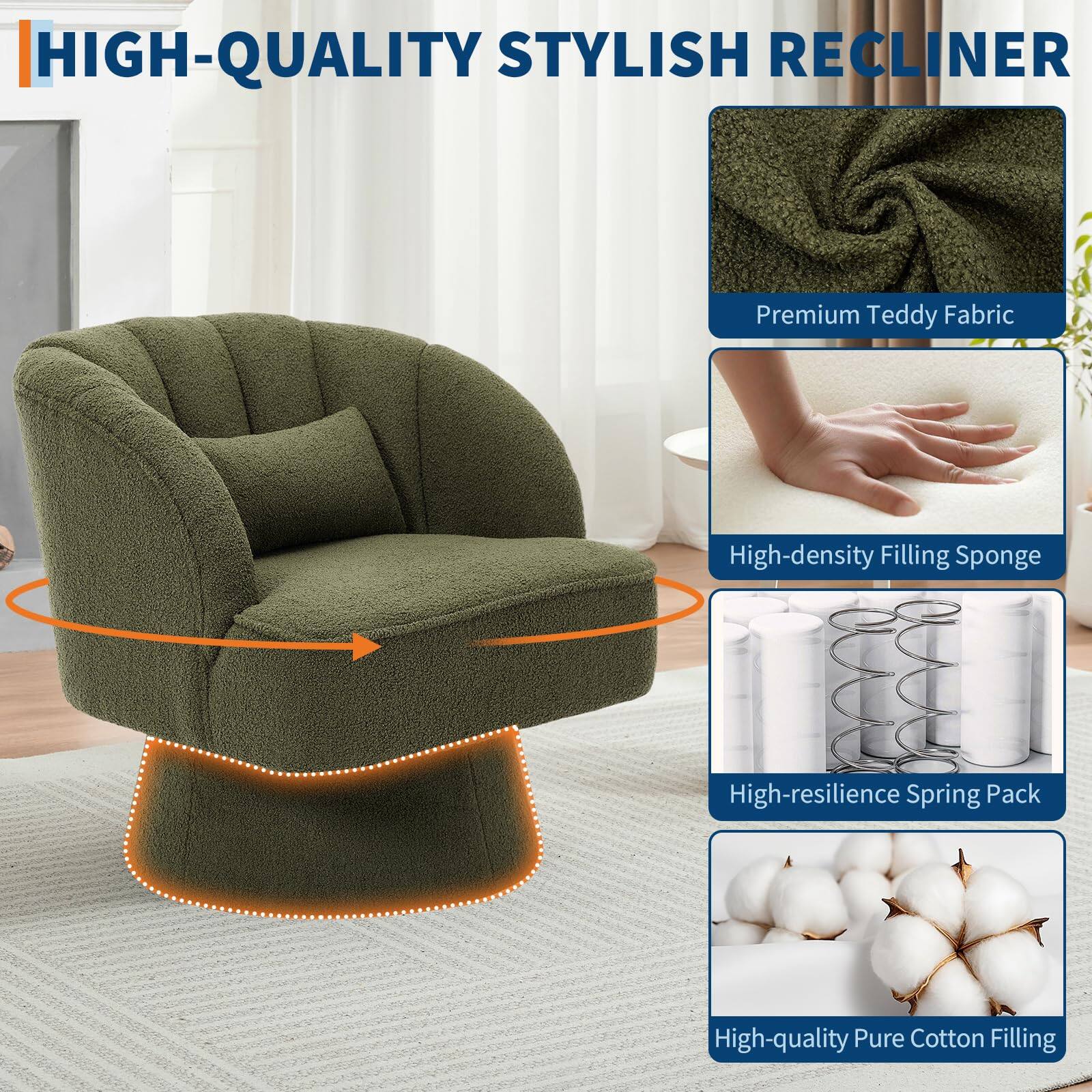HIGH-QUALITY STYLISH RECLINER

- Premium Teddy Fabric
- High-density Filling Sponge
- High-resilience Spring Pack
- High-quality Pure Cotton Filling