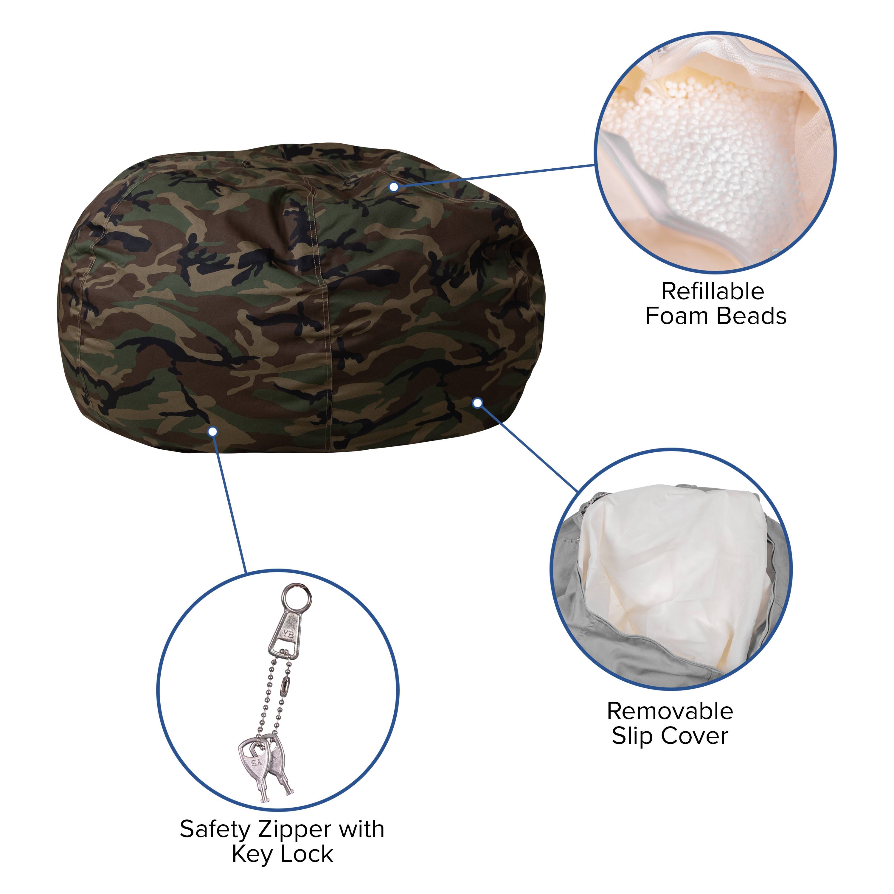 Refillable Foam Beads  
- OOOOOGFOP  
8 Removable Slip Cover  
Safety Zipper with Key Lock