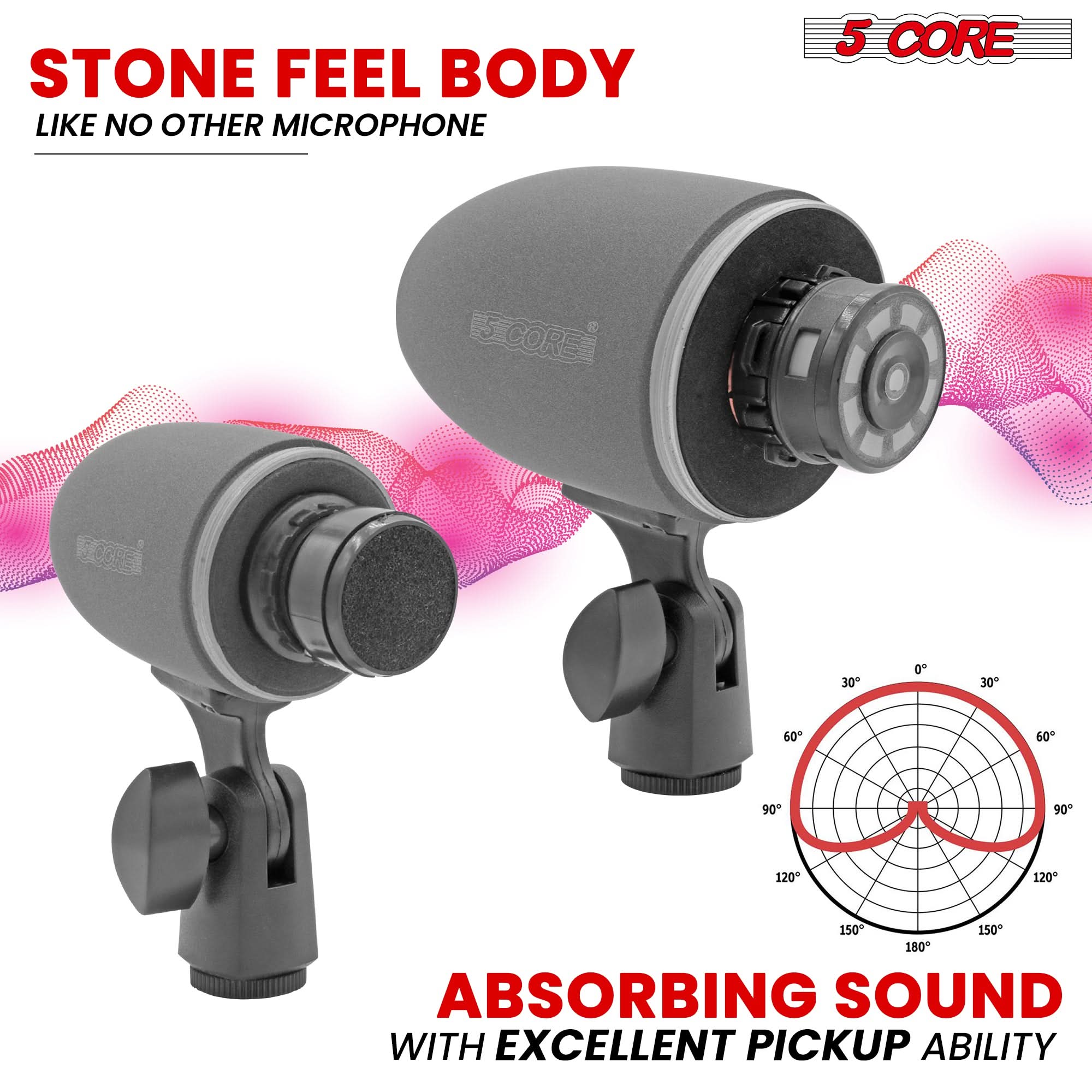 STONE FEEL BODY  
LIKE NO OTHER MICROPHONE  

5 CORE  

ABSORBING SOUND  
WITH EXCELLENT PICKUP ABILITY
