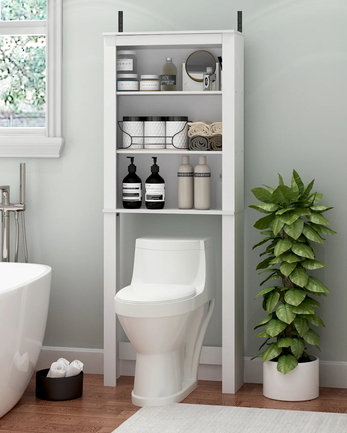 The text in the image is:

- "ONUT"
- "BLUE CLAY"
- "BRIGHTEN"
- "CONDITIONER"
- "SHAMPOO"