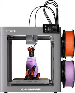 Flashforge - Creator 5 4-Toolhead Changer 3D Printer, Multi-Color Printing, Near-Zero Waste System, CoreXY 600mm/s FDM 3D Printer - Gray