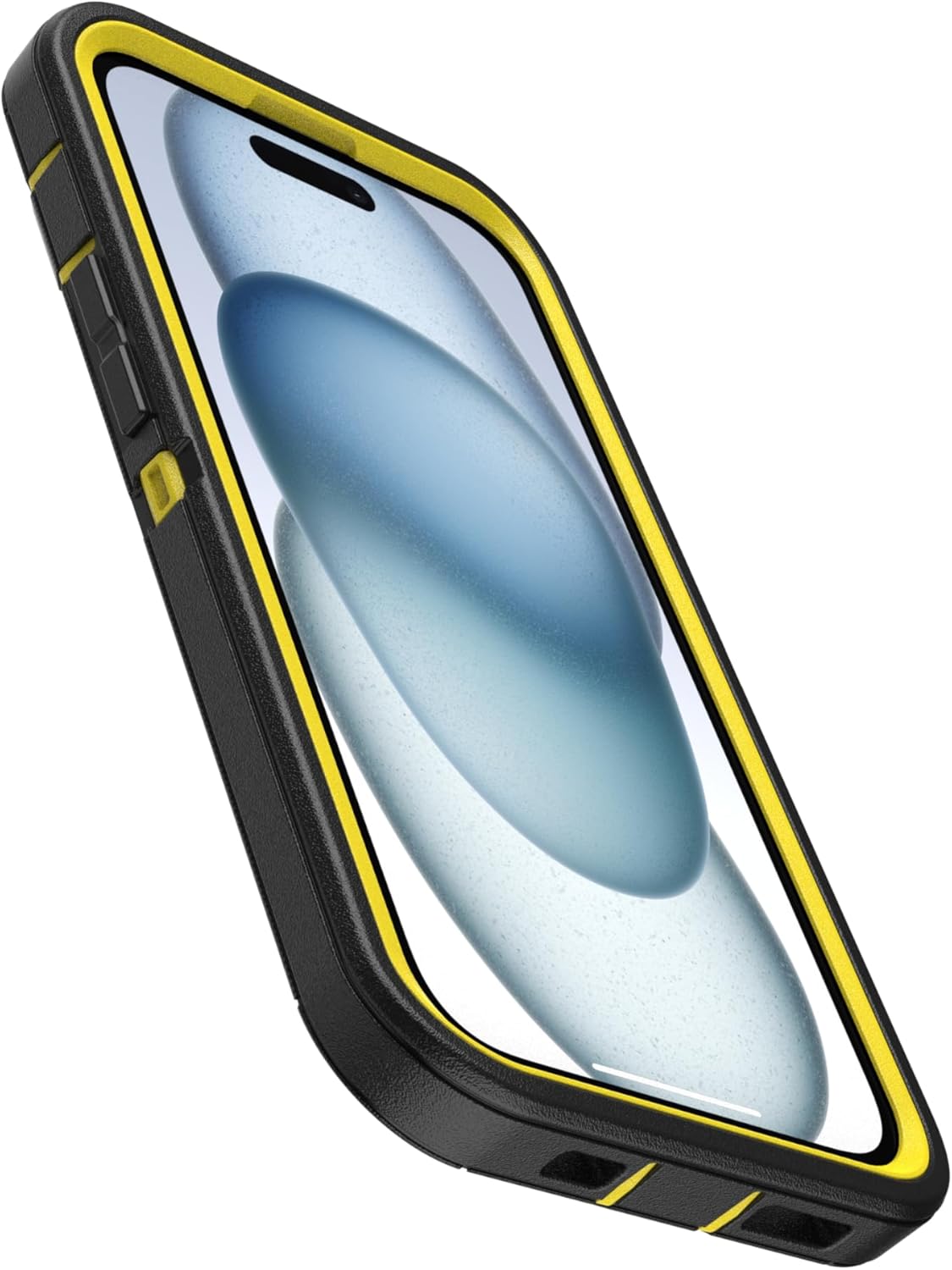 Angle. OtterBox - OtterBox - Defender Series Hard Shell For Apple iPhone 15, Apple iPhone 14, iPhone 13 - Night (Black & Yellow).