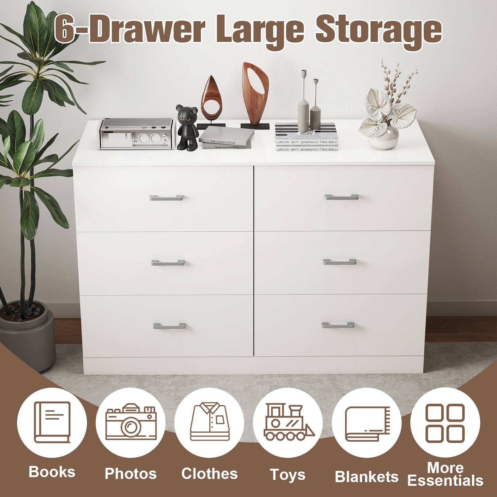 6-Drawer Large Storage

Books Photos Clothes Toys Blankets More Essentials