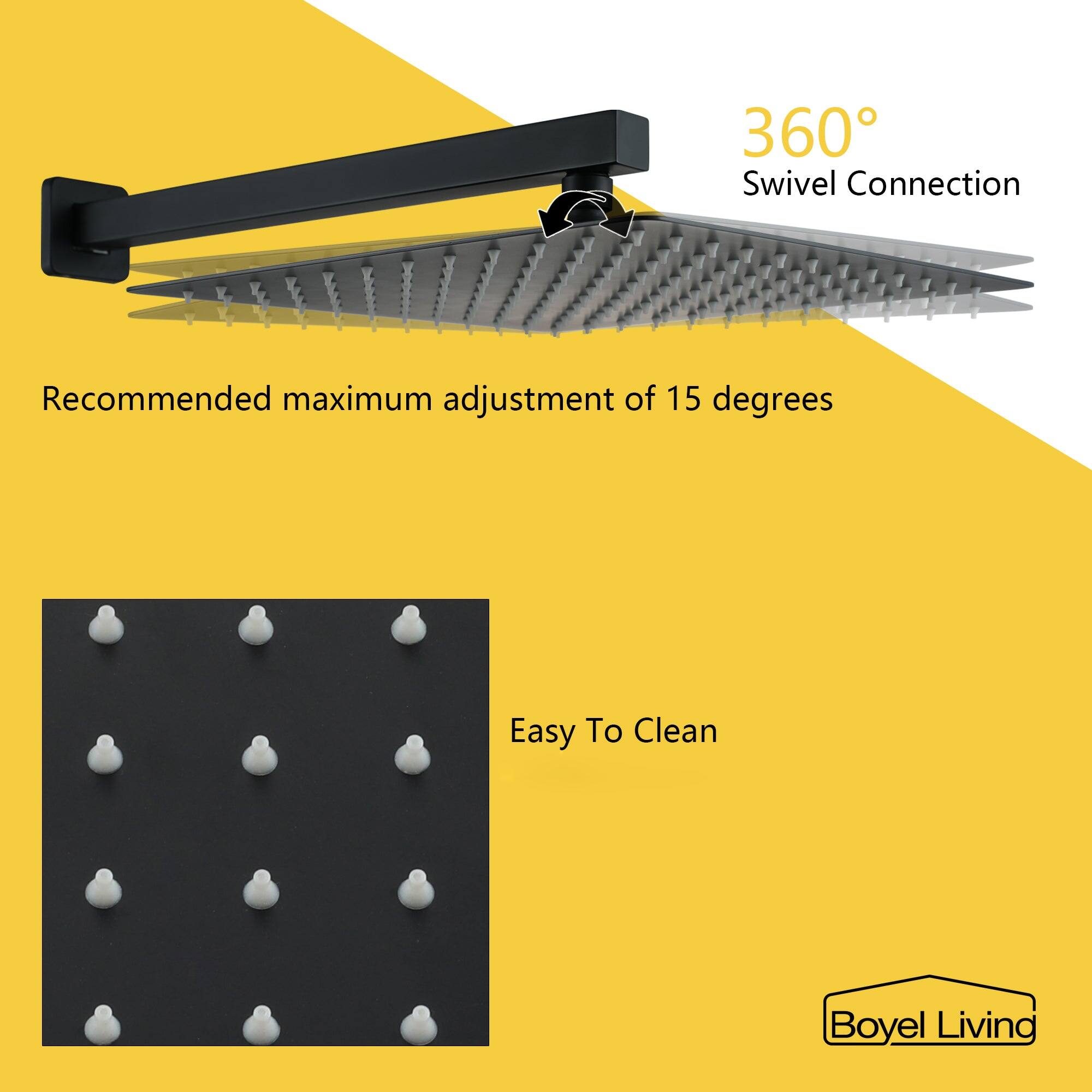 Swivel Connection, Recommended maximum adjustment of 15 degrees, Easy To Clean, Boyel Living