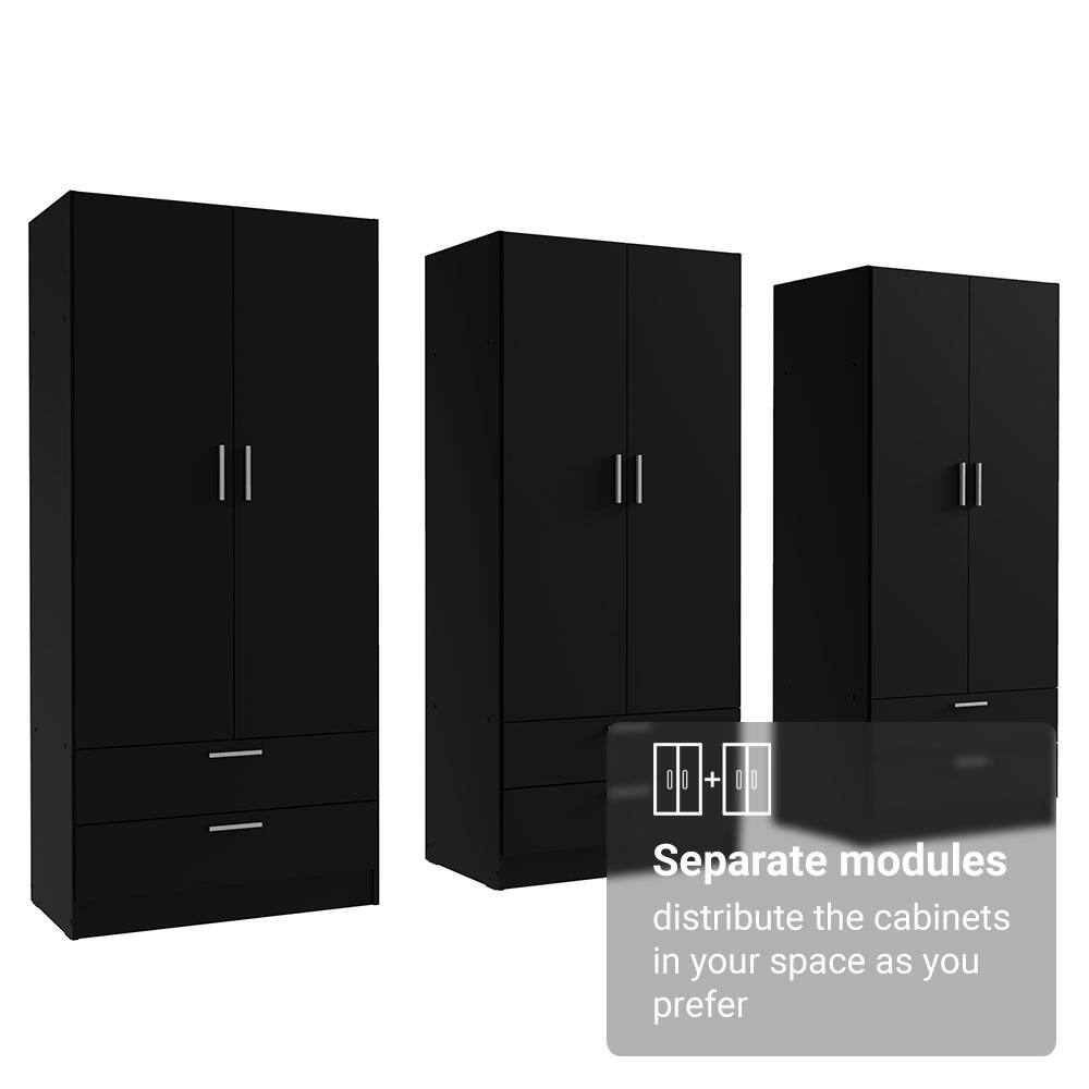 Separate modules distribute the cabinets in your space as you prefer