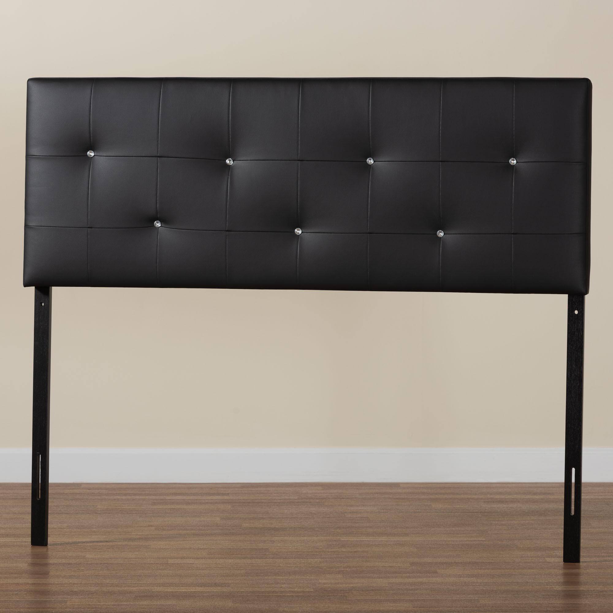 Alt View 1. Baxton Studio - Dalini Modern and Contemporary Queen Faux Leather Headboard with Faux Crystal Buttons - Black.