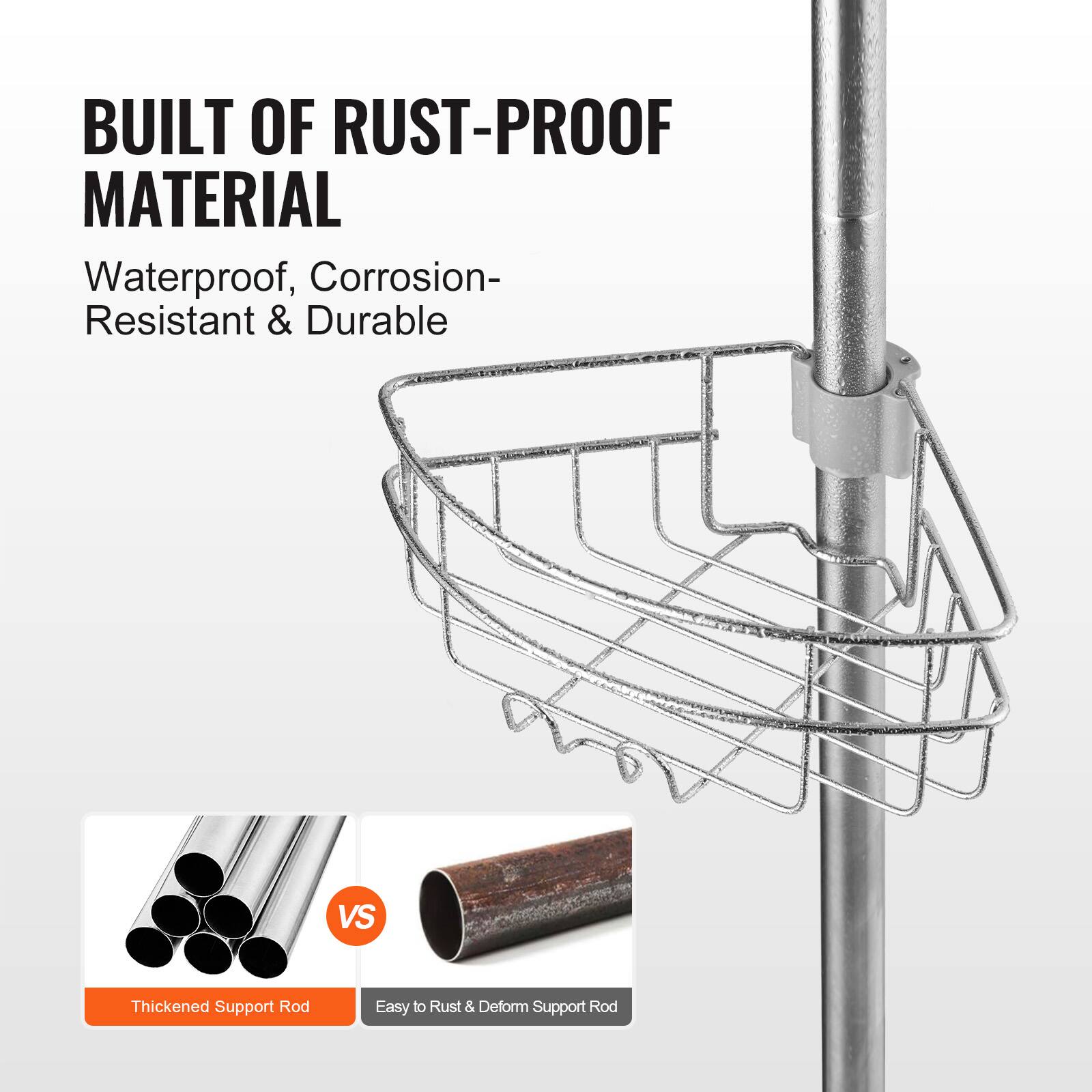 BUILT OF RUST-PROOF MATERIAL  
Waterproof, Corrosion-Resistant & Durable  

Thickened Support Rod  
VS  
Easy to Rust & Deform Support Rod
