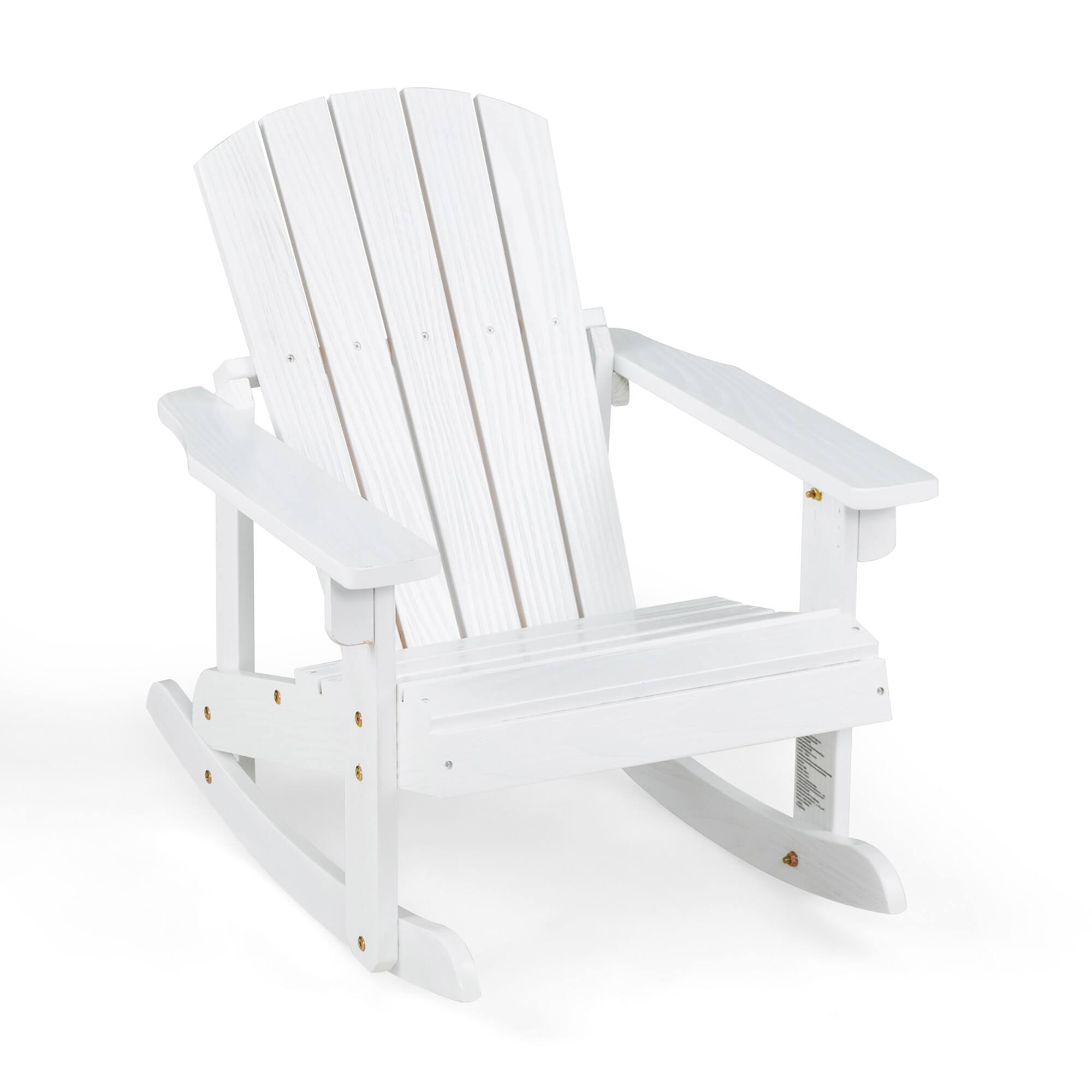 Alt View 9. Gymax - Gymax Kid Adirondack Rocking Chair Outdoor Solid Wood Slatted seat Backrest White - White.