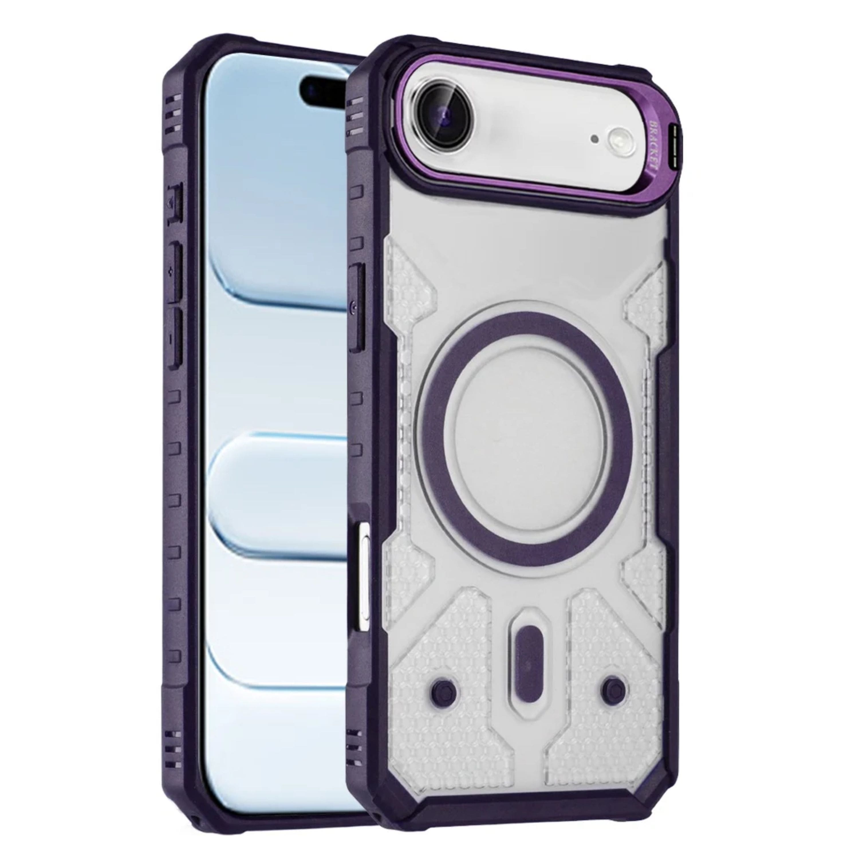 Kitcheniva - Rugged Camera Stand Magnetic Circle With Tempered Glass For iPhone Air - Dark Purple