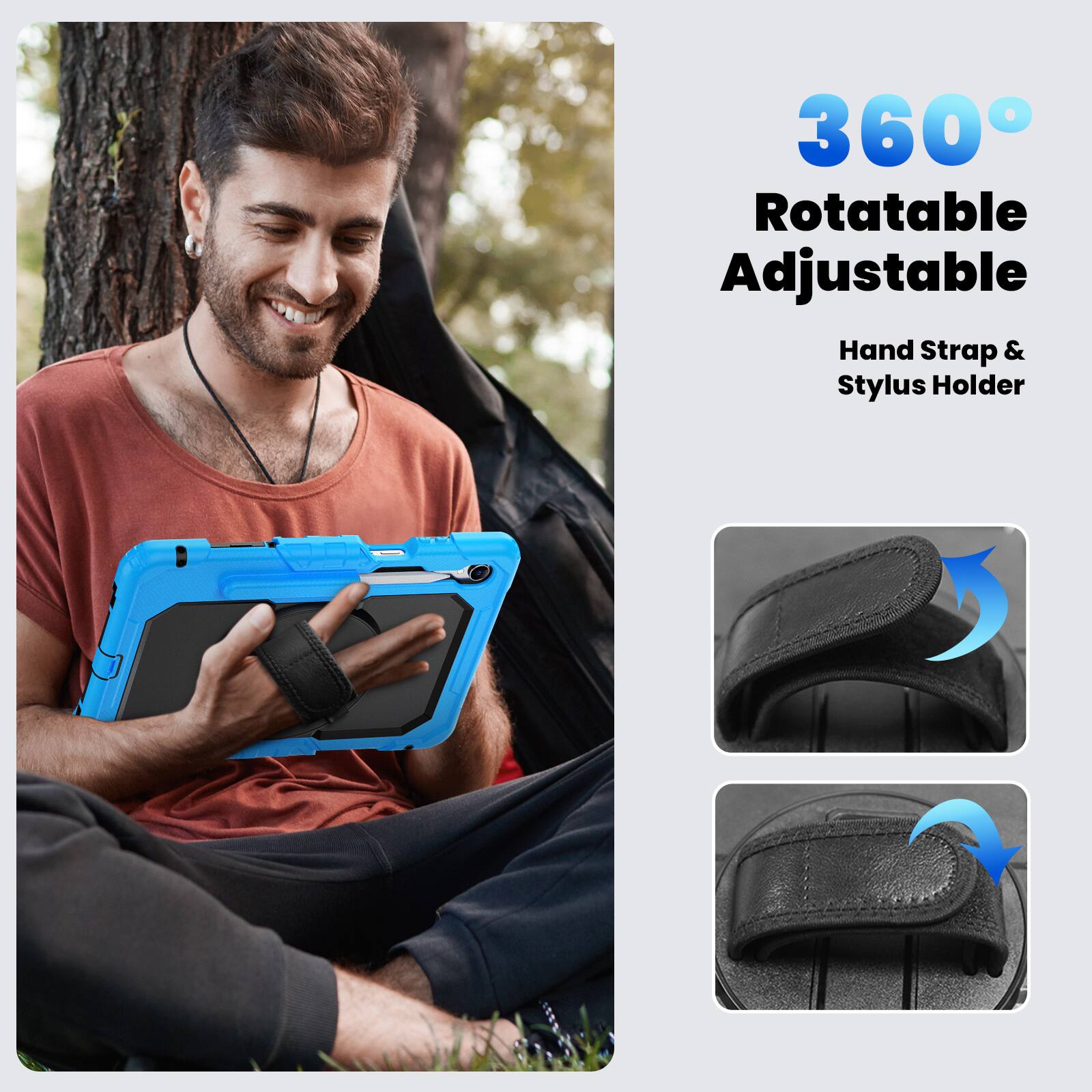 360° Rotatable Adjustable Hand Strap & Stylus Holder
