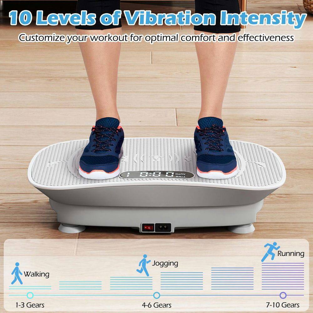 10 Levels of Vibration Intensity  
Customize your workout for optimal comfort and effectiveness  

Walking: 1-3 Gears  
Jogging: 4-6 Gears  
Running: 7-10 Gears