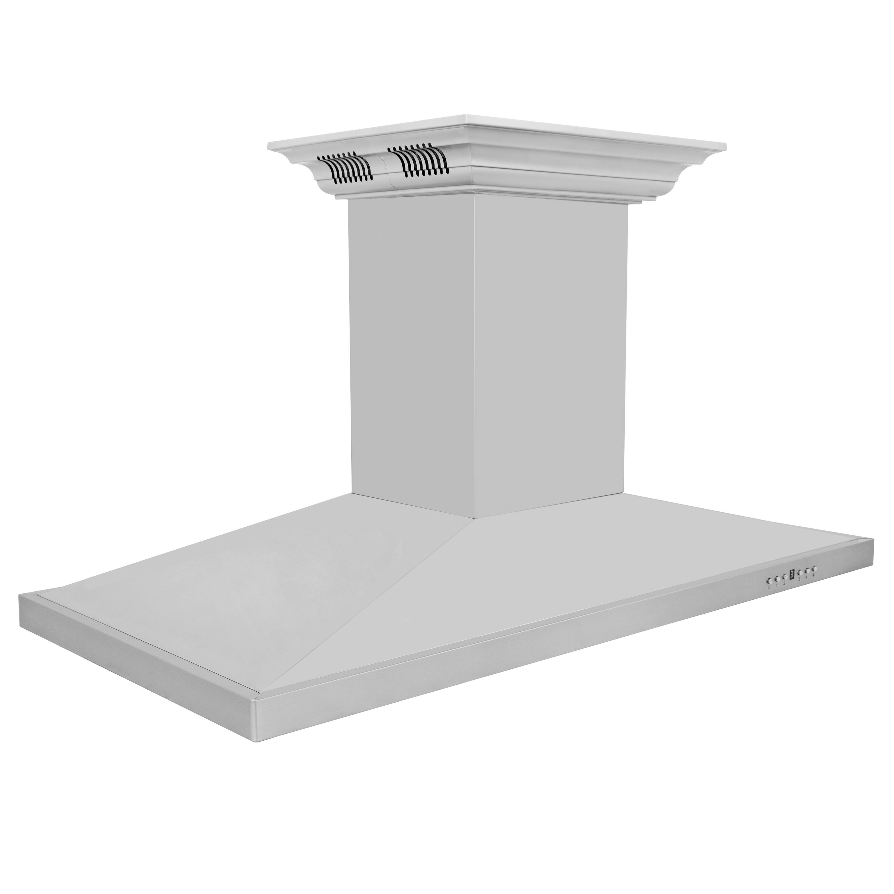 Left. ZLINE - 42 in. ZLINE CrownSound™Ducted Vent Island Mount Range Hood in Stainless Steel with Built-in Bluetooth Speakers - Stainless Steel.